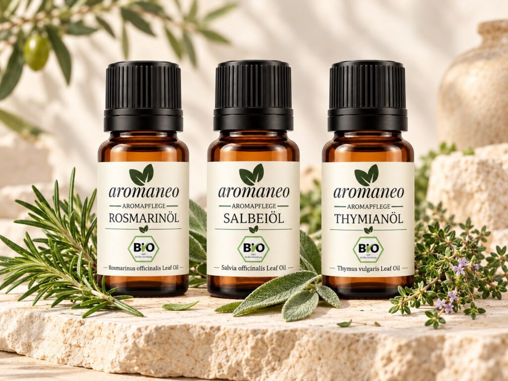 Ruhe & Balance Bundle – Bio Rosmarinöl, Salbeiöl und Thymianöl