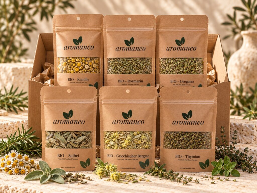 Das Yamas Bundle: alle 6 aromaneo Bio-Kräuter und Tees im Beutel